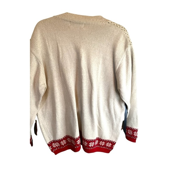 Sale $35 🎅🏼 Vintage Liz Claiborne Christmas Cream Crew Neck Sweater - Picture 2 of 6